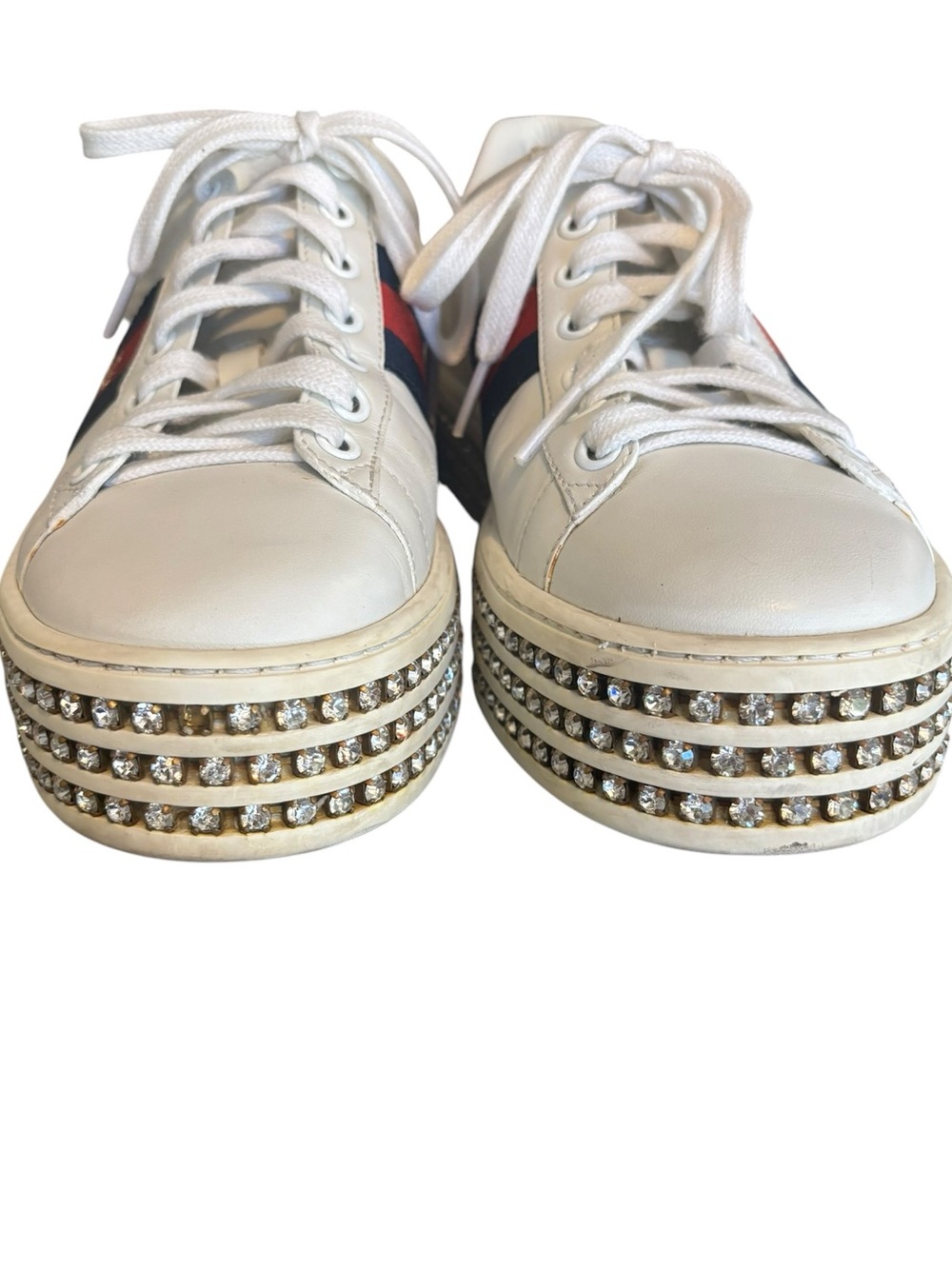 Gucci Ace Bee Platform Crystal Sneakers - Picture 6 of 10
